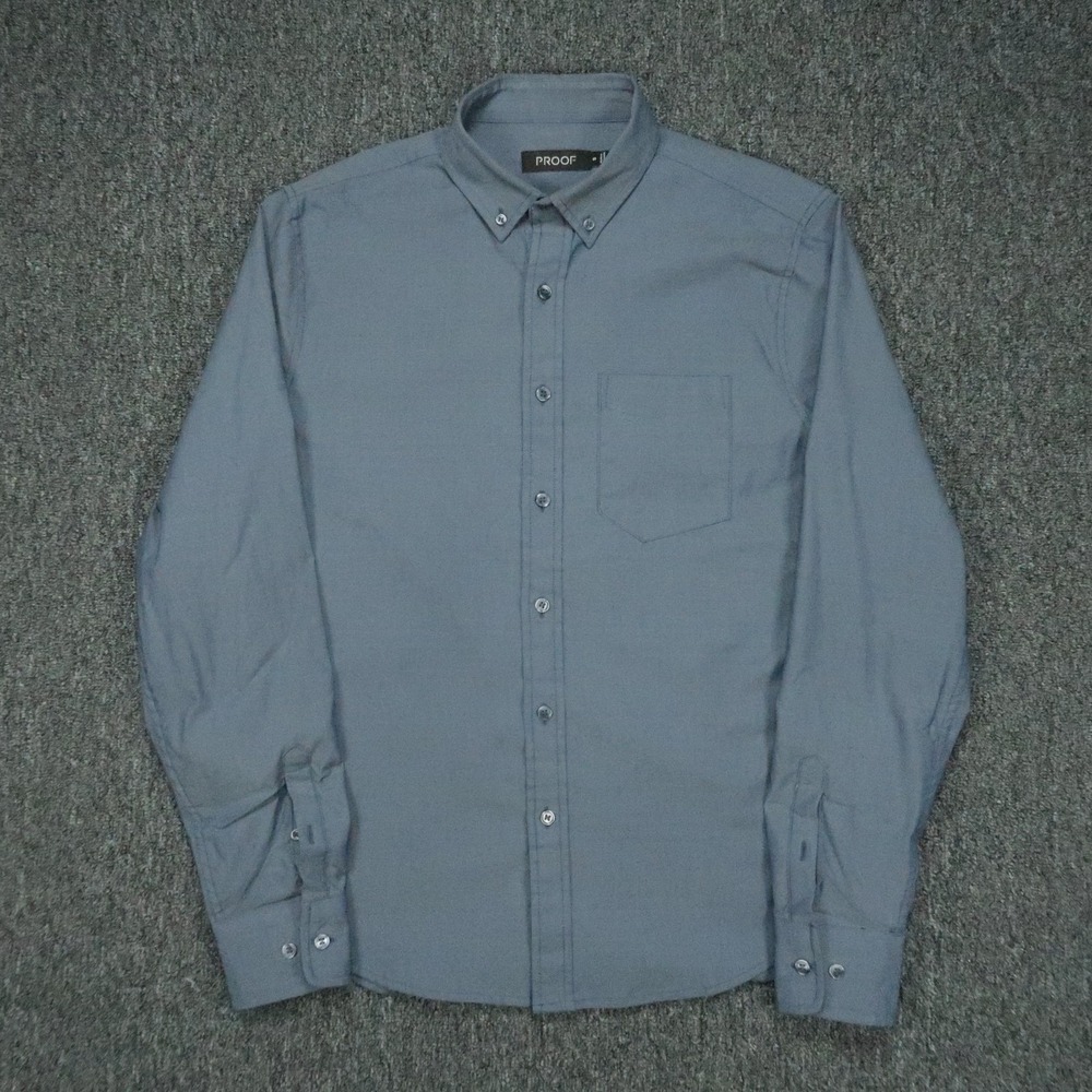 Proof Shirt Mens Small‎ Blue Long Sleeve Button Down Stretch Huckberry